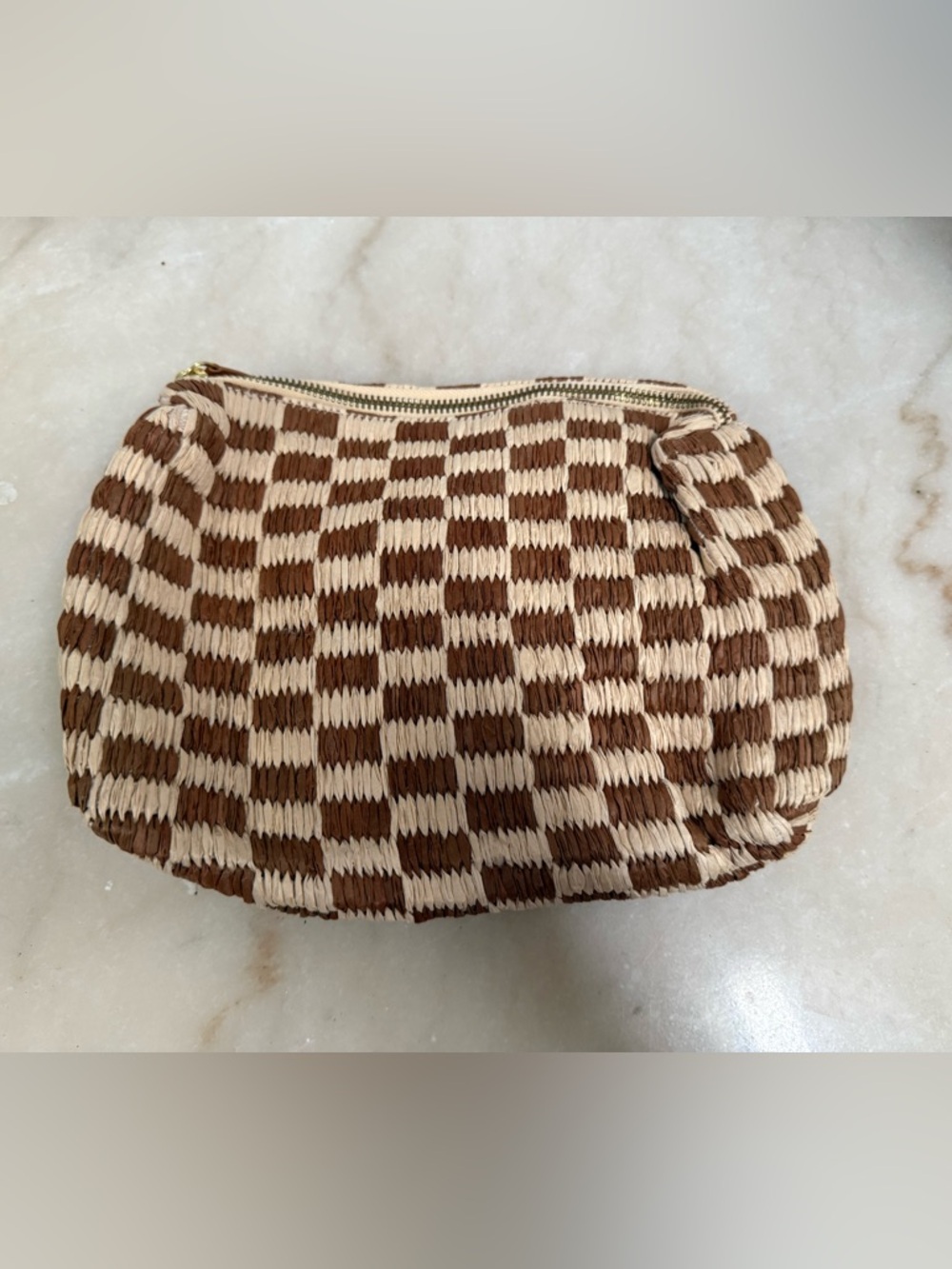 Anthropologie Brown and Cream Woven Check Tote - Picture 5 of 5